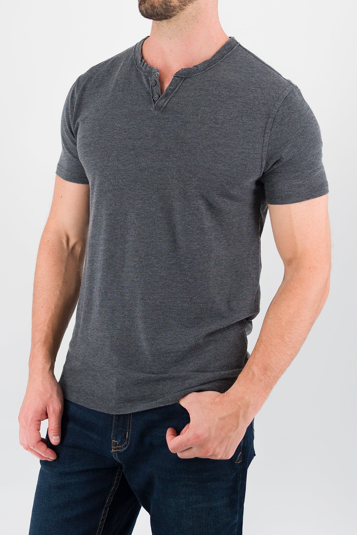 Burnout Henley - Dark Grey Heather - Image 3