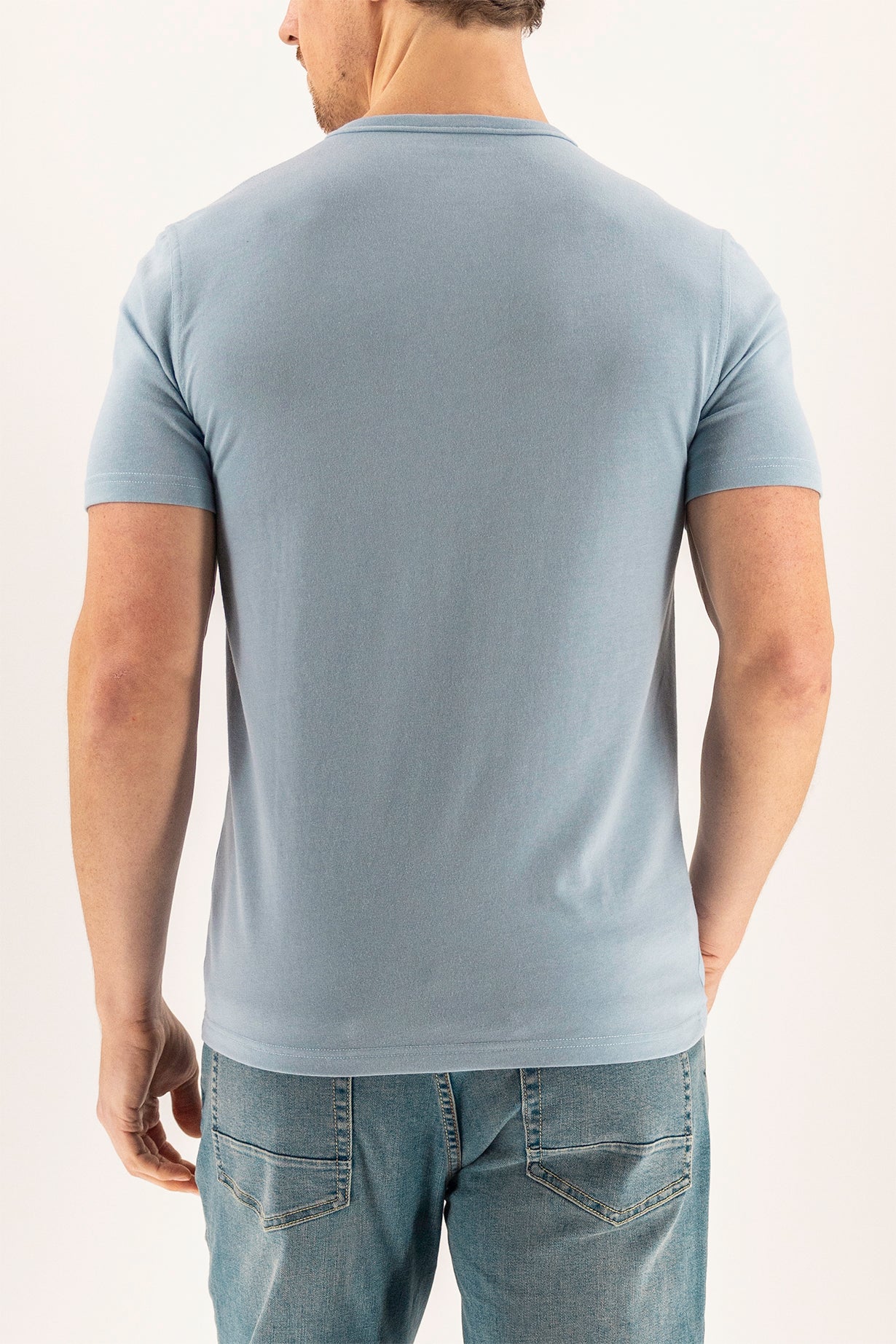 Short Sleeve Vintage Henley - Dusty Blue - Image 3