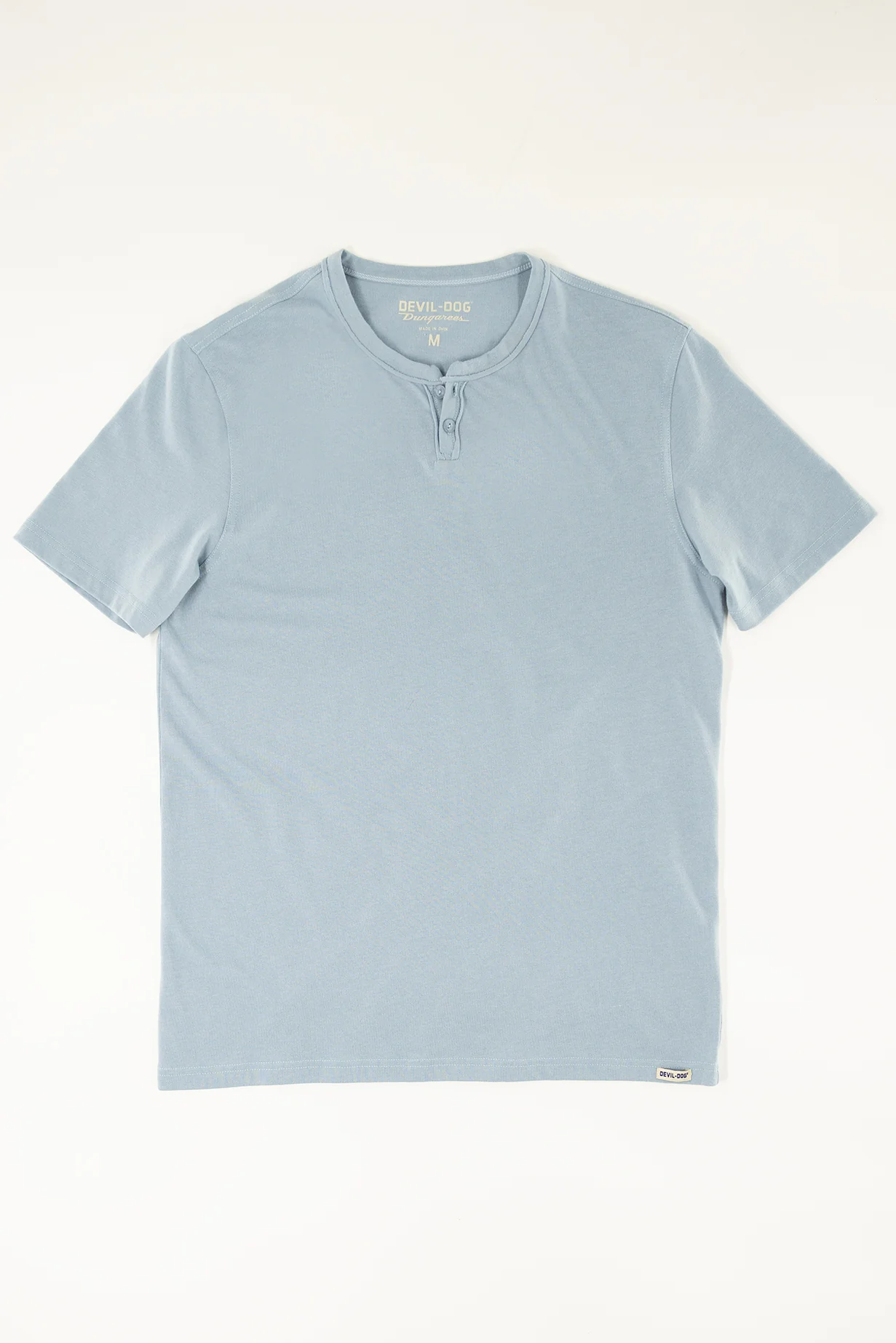 Short Sleeve Vintage Henley - Dusty Blue - Image 5
