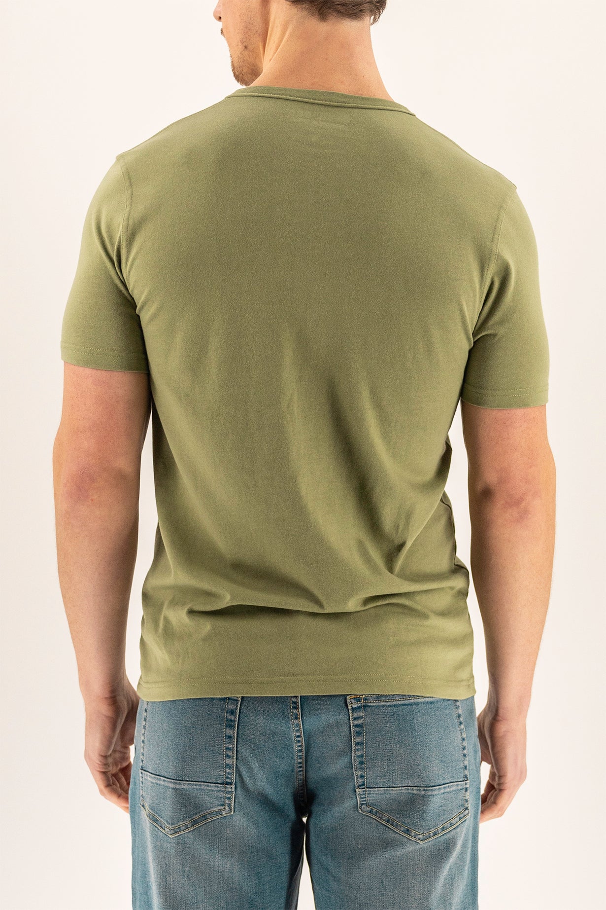 Short Sleeve Vintage Henley - Oil Green - Image 5
