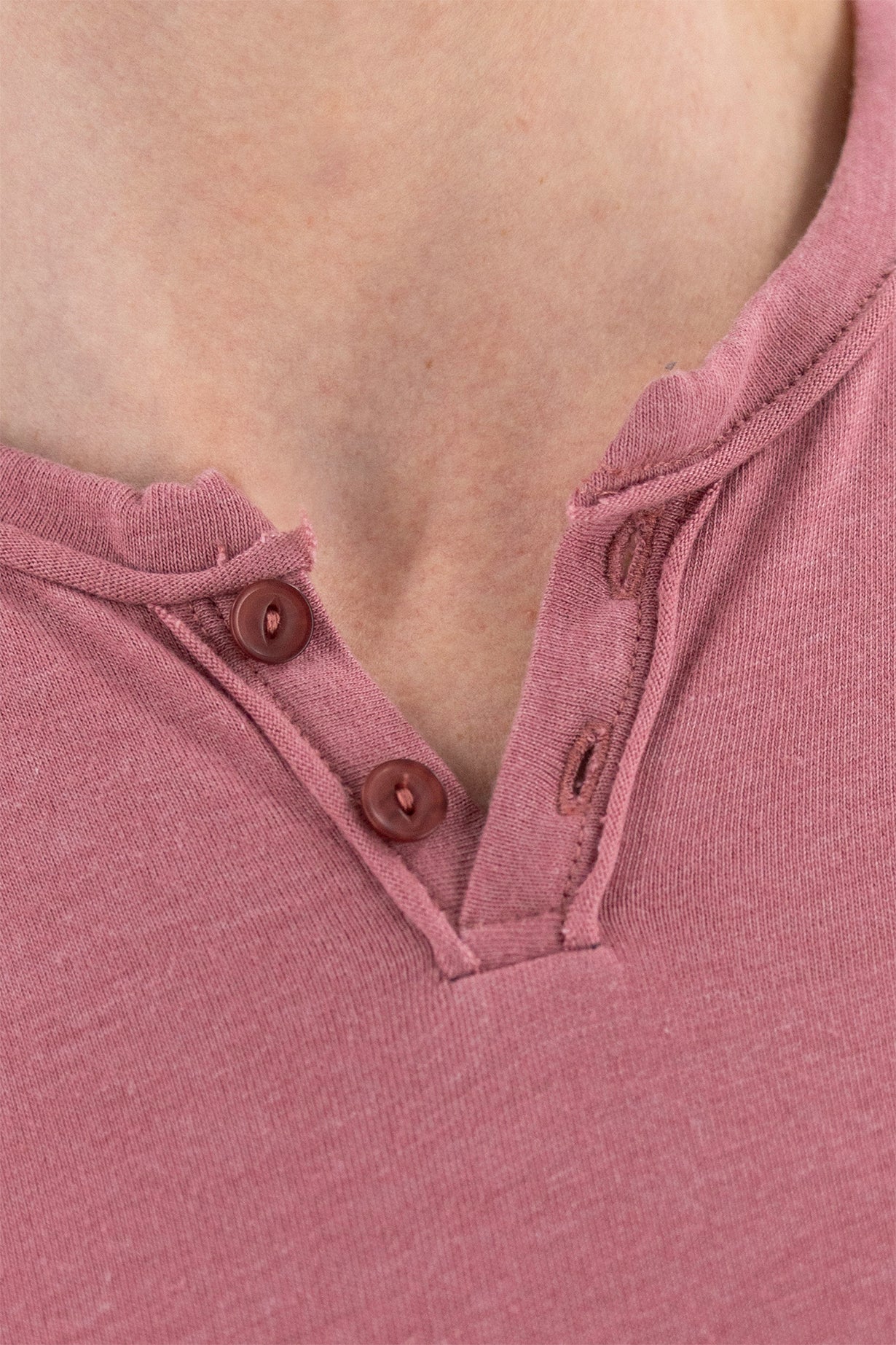 Short Sleeve Vintage Henley - Withered Rose - Image 3