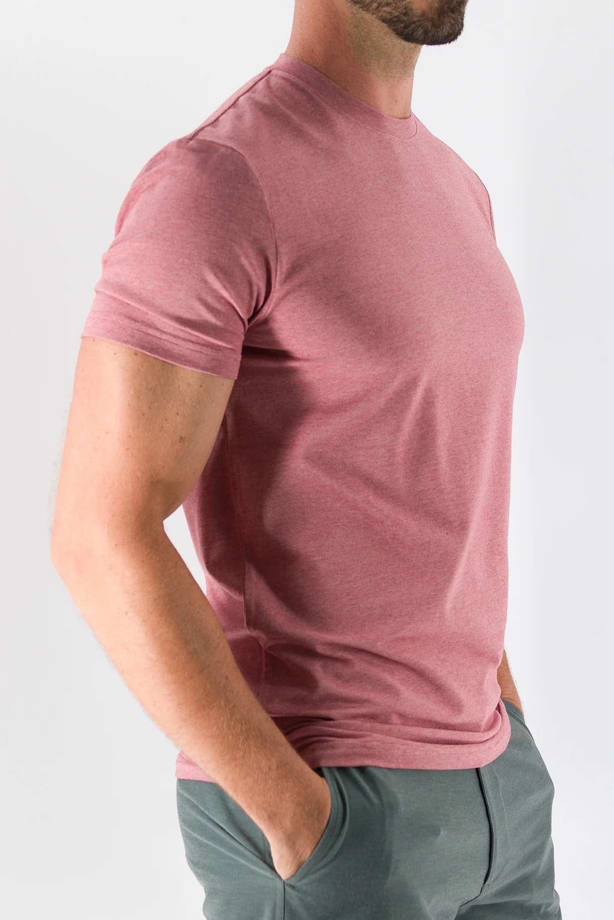 Feeder Stripe Tee - Melange Withered Rose - Image 3