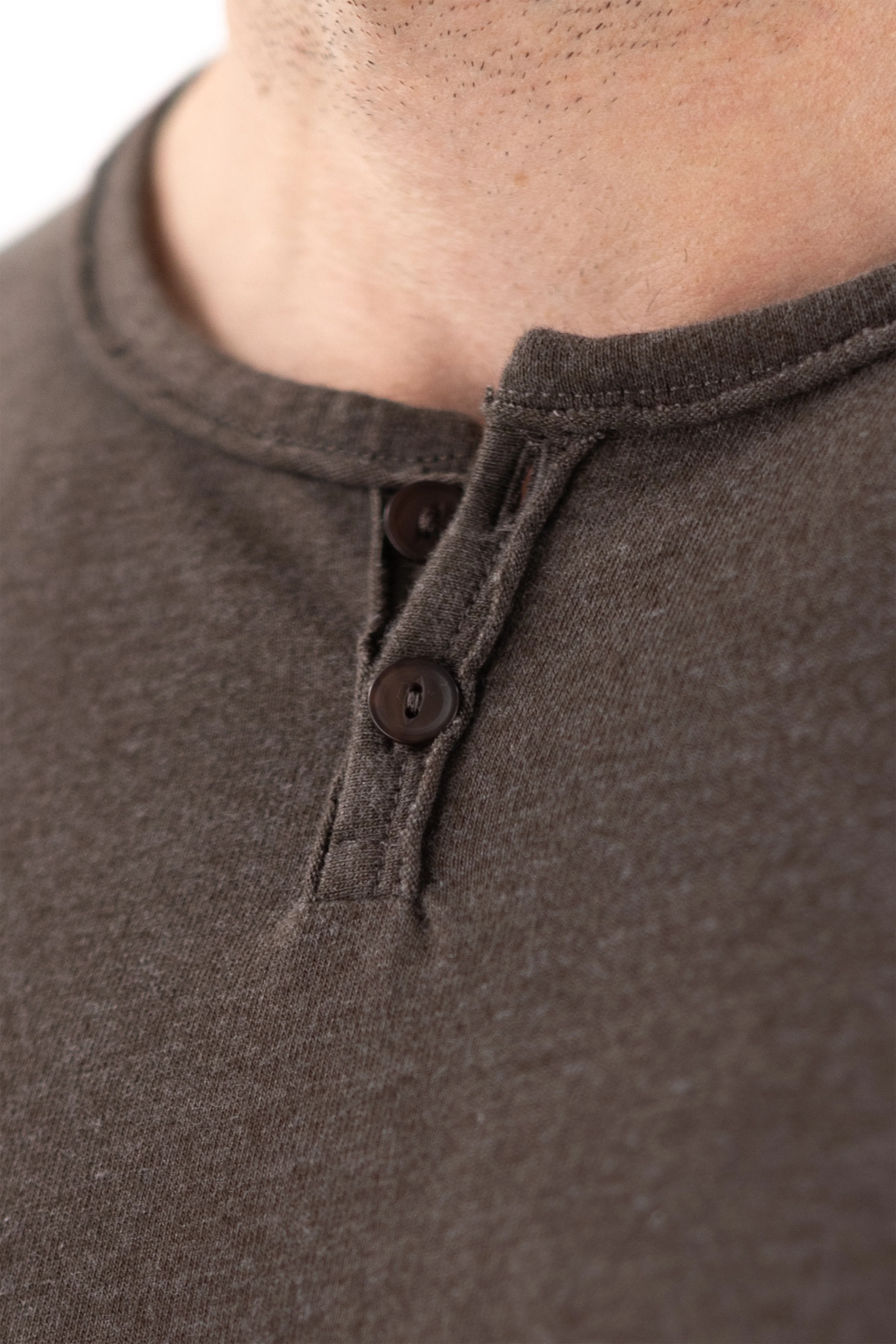 Long Sleeve Vintage Henley - Dark Roast - Image 4