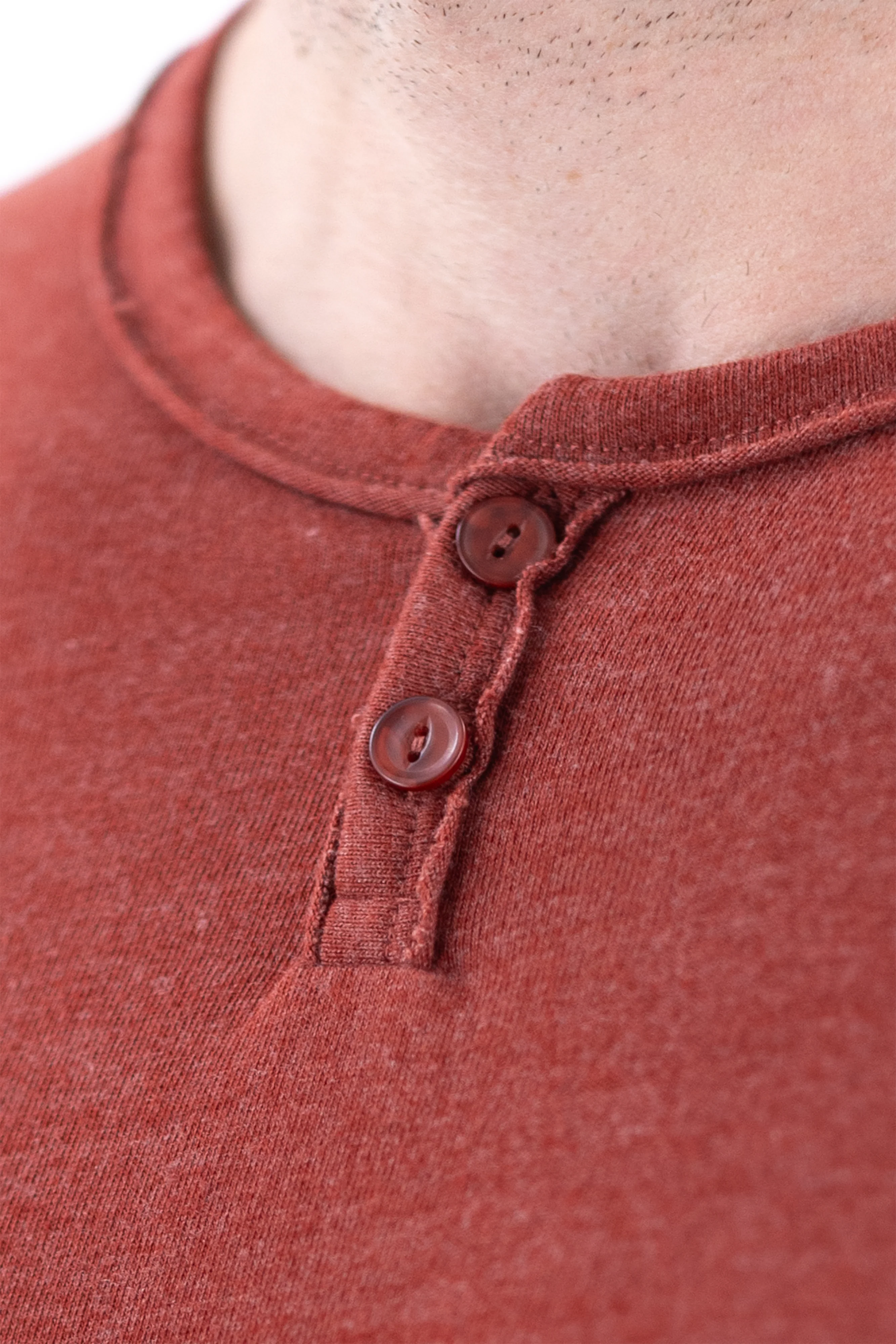 Long Sleeve Vintage Henley - Fired Brick - Image 4