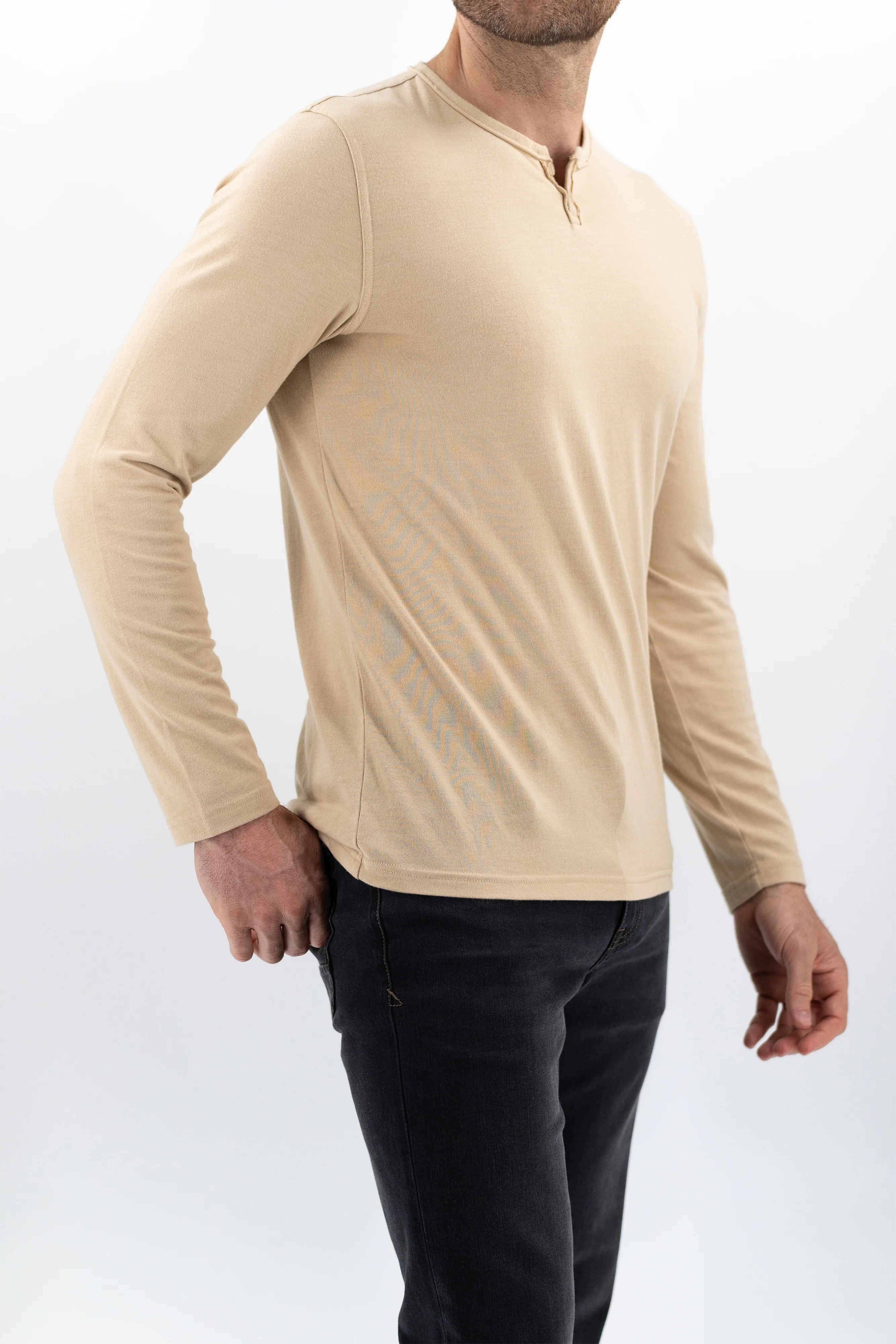 Long Sleeve Vintage Henley - Safari - Image 3