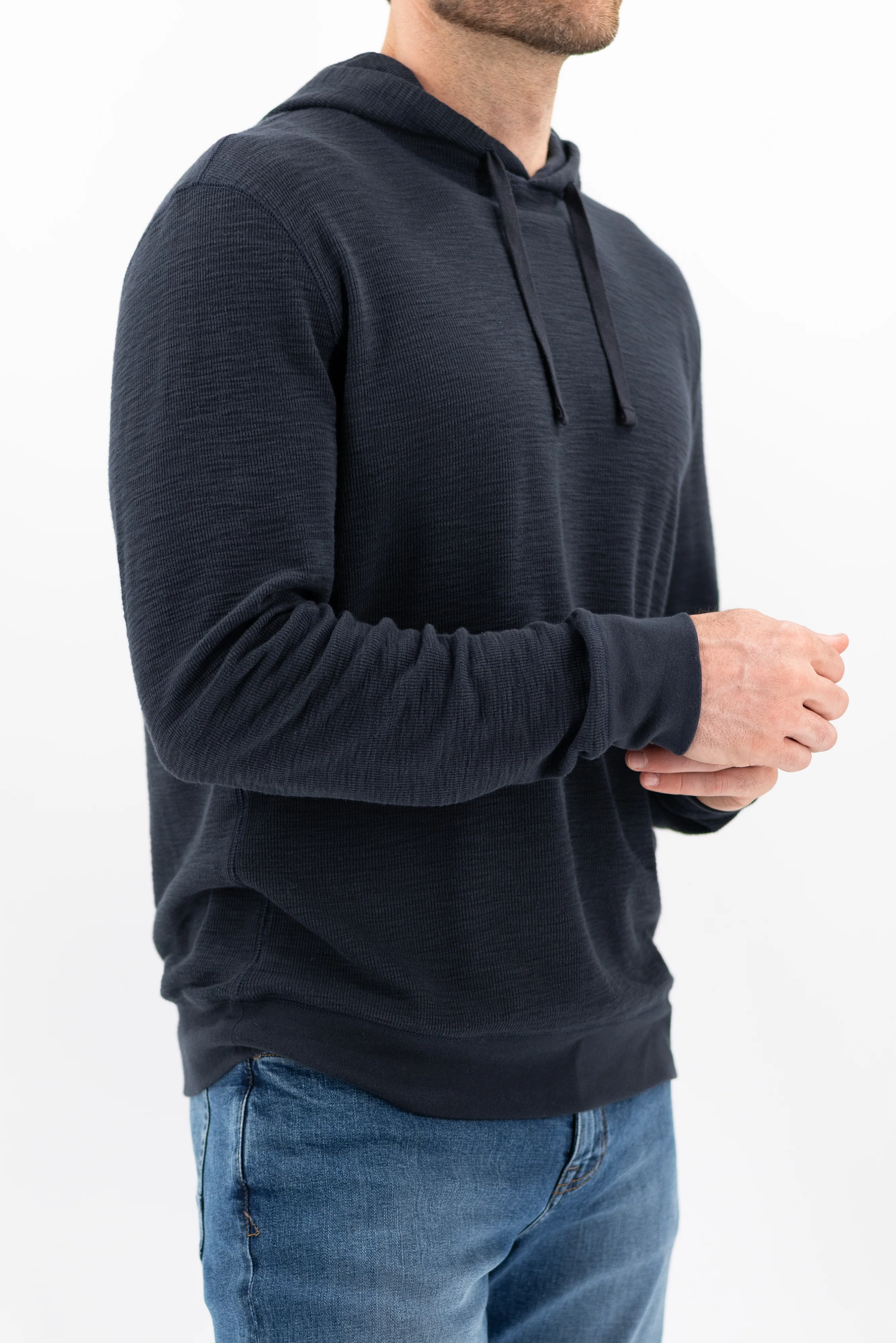 Slub Rib Hoodie - Dark Navy - Image 3