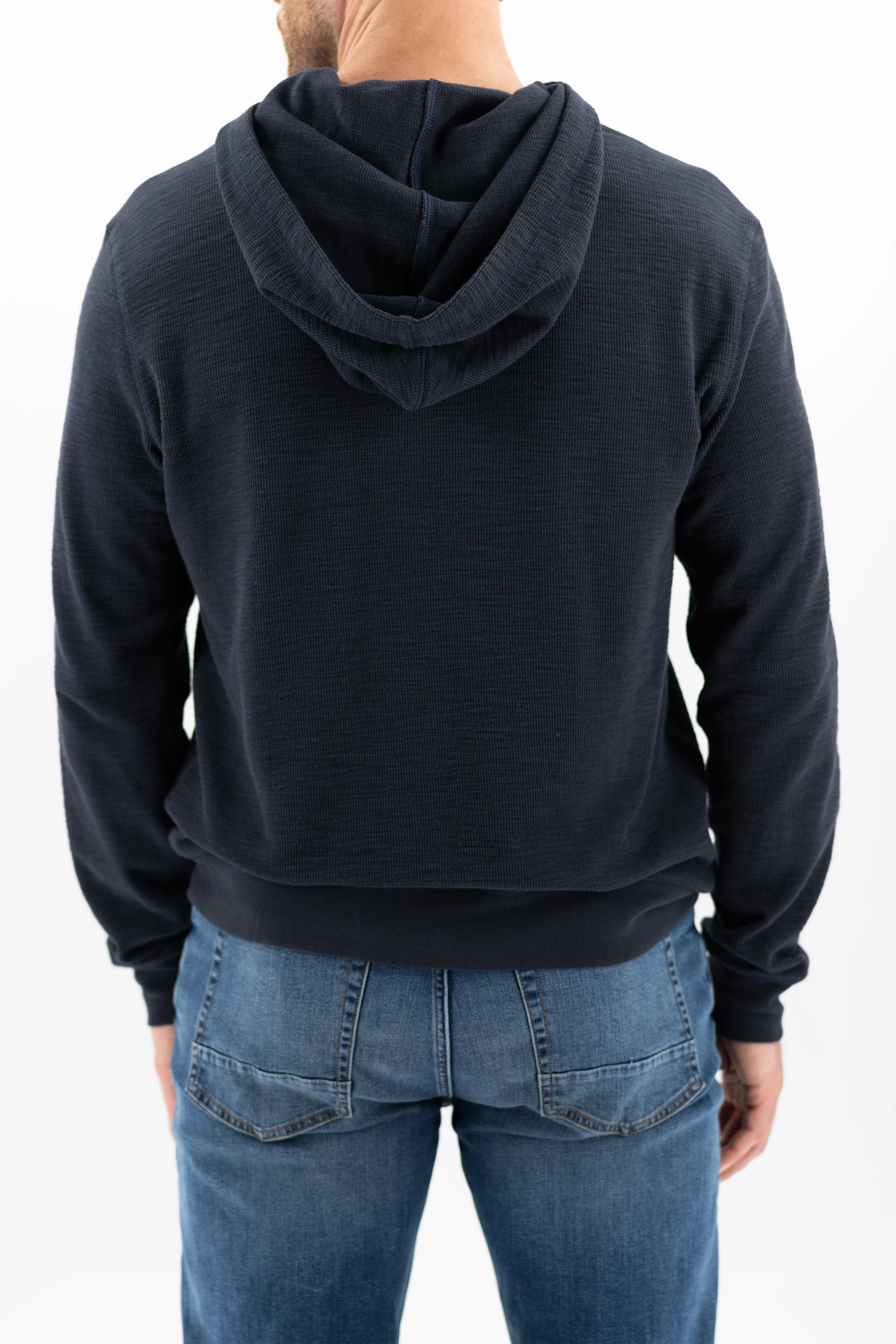 Slub Rib Hoodie - Dark Navy - Image 4