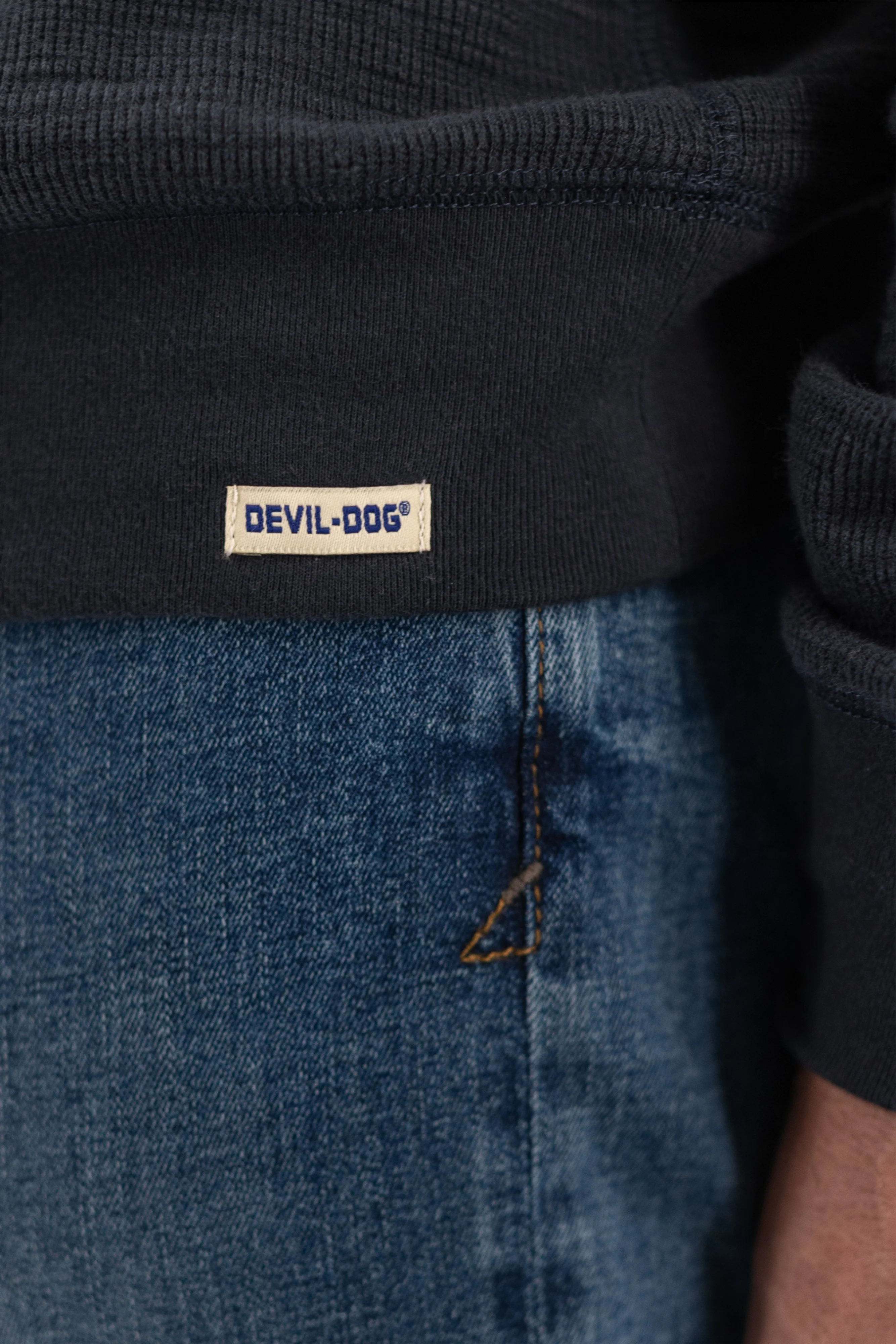 Slub Rib Hoodie - Dark Navy - Image 6