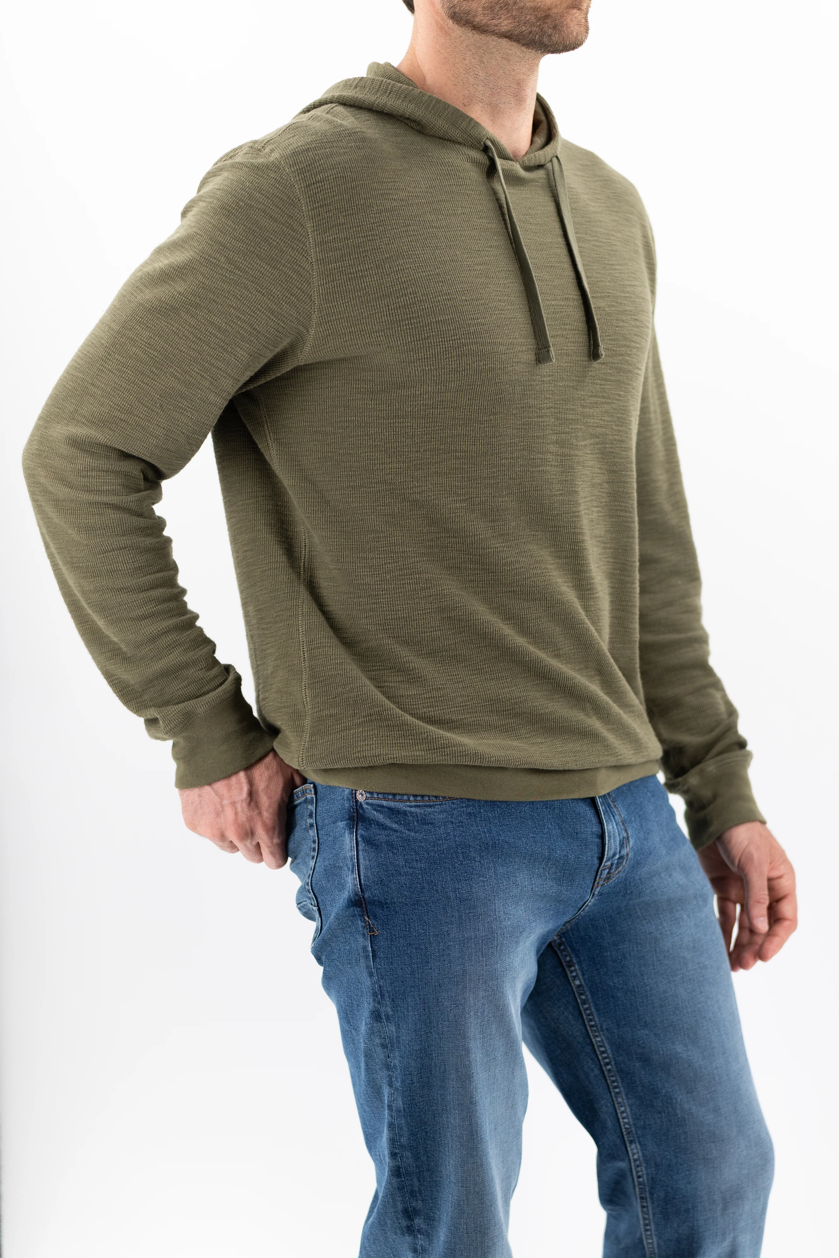 Slub Rib Hoodie - Ivy Green - Image 3